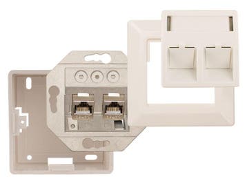 Datawandcontactdoos CAT 6A 2-voudig opbouw - WIT, Ophalen of Verzenden, Nieuw