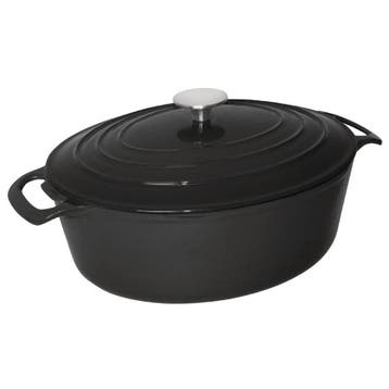 Vogue ovale inductie braadpan zwart 6L, Verzenden, Nieuw