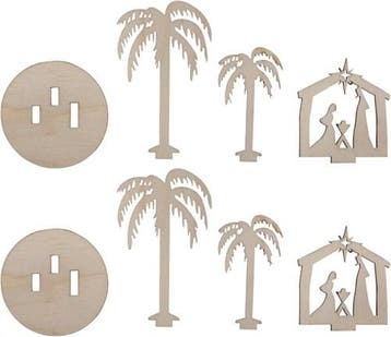 Houten Steekdelen Kribbe 4,5 cm pakje voor 2 bollen, Ophalen of Verzenden, Nieuw