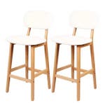 Set van 2 Witte Barkrukken – Kunstleer met Houten Poten, Verzenden, Wit, Nieuw, Bureaukruk