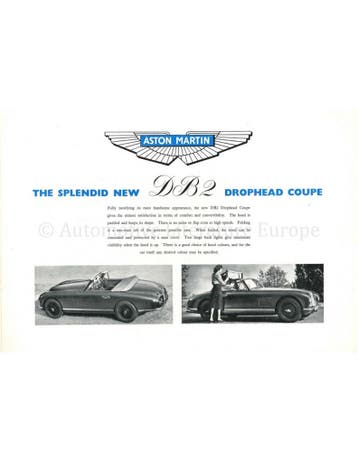 1951 ASTON MARTIN DB2 BROCHURE ENGELS, Boeken, Nieuw, Author