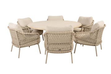 4SO Sardinia/Hampton 6-persoons ronde low dining tuinset, Verzenden, Nieuw, Rvs, Tuinset