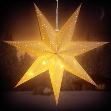Kerstster Papier LED Crème Ø60cm 7 Punten Gaatjes, Diversen, Kerst, Verzenden, Nieuw