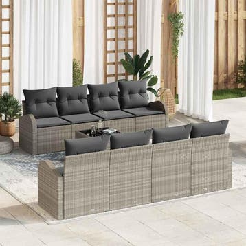vidaXL Tuin Sofa Set 9 st Lichtgrijs poly rattan, Tuin en Terras, Verzenden, Nieuw, Meer dan 8 zitplaatsen