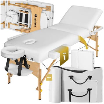 3-zones massagetafel met 10 cm matras en houten frame - wit, Verzenden, Nieuw