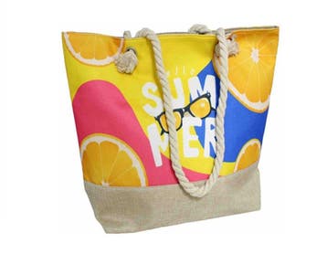 Zomer strandtas 15 x 34 x 59 cm - SUMMER met Bies onderzijde, Verzenden, Nieuw