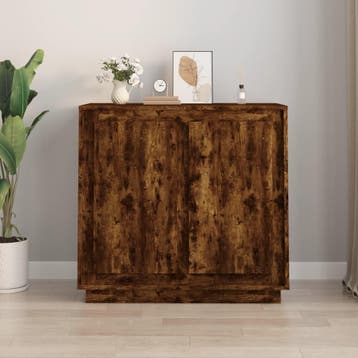 vidaXL Dressoir 80x34x75 cm bewerkt hout gerookt, Huis en Inrichting, Kasten | Dressoirs, Verzenden, Nieuw, 50 tot 100 cm, 25 tot 50 cm