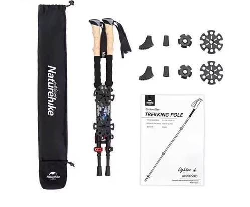 HOVIN Opvouwbare nordic walking-stokken, aluminium, verstelbaar, 110-125 cm, trekkingstokken met 4 paar rubberen buffers voor trekking, wandelen en skiën