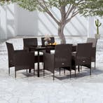 vidaXL 7-delige Tuinset met kussens zwart, Tuin en Terras, 6 zitplaatsen, Nieuw, Tuinset, Verzenden