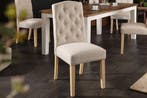 Elegante stoel CASTLE beige met Chesterfield stiksels in, Huis en Inrichting, Stoelen, Ophalen of Verzenden, Nieuw