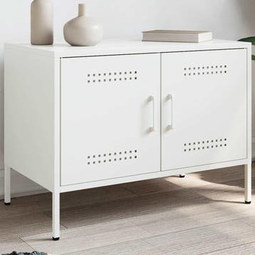 vidaXL Tv-meubel 68x39x50,5 cm staal wit, Verzenden, Nieuw, Metaal