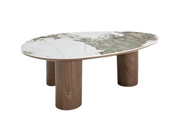 Salontafel ORGANIKO 110cm wit bruin keramiek look met, Ophalen of Verzenden, Nieuw