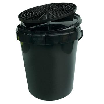 Autowas emmer 15L Zwart + Deksel + Grid, Verzenden