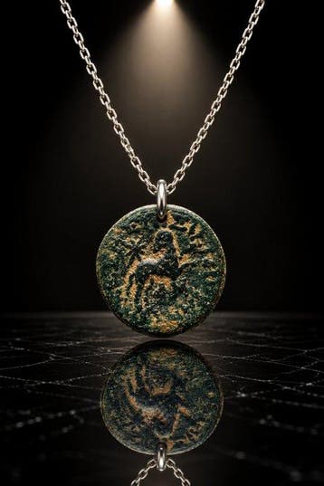 Zeldzaam Grieks Brons Zodiac-munthanger met Ram (RAM) en
