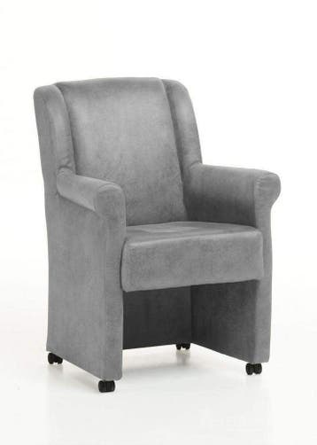 Eetkamerstoel Mandy met wielen - eetkamerstoelen - Zilver, Huis en Inrichting, Nieuw, Stof