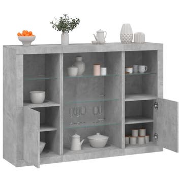 vidaXL Dressoirs met LED-verlichting 3 st bewerkt hout, Verzenden, Nieuw, Overige houtsoorten, Minder dan 50 cm