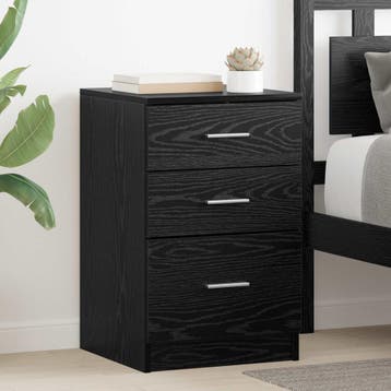 vidaXL Nachtkastje Zwart Eiken 40 x 40 x 63 cm Bewerkt hout, Minder dan 45 cm, Verzenden, Nieuw, 55 tot 70 cm
