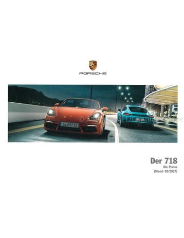 2018 PORSCHE 718 PRIJSLIJST DUITS, Boeken, Nieuw, Porsche, Author