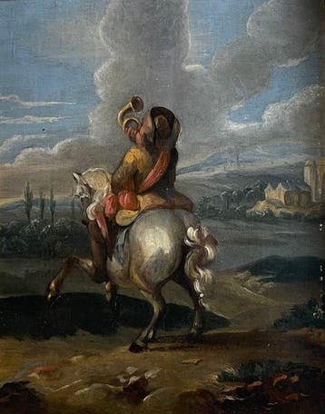 Nederlandse school (XVII) - Cavaliere che suona il corno in, Antiek en Kunst, Kunst | Schilderijen | Klassiek
