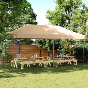 vidaXL Partytent inklapbaar pop-up 580x292x315 cm beige, Verzenden, Nieuw, Partytent