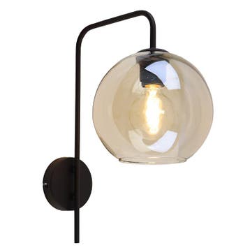 Design wandlamp amber, Giada, met schakelaar, Ophalen of Verzenden, Nieuw, Glas