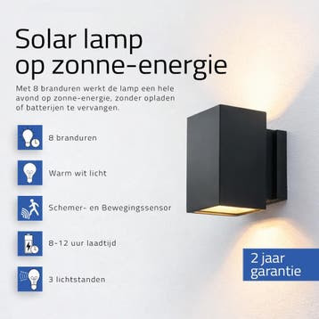 Solar wandlamp Sverre Recht Voordeelset van 2 stuks, Zonne-energie, Verzenden, Minder dan 50 watt, Wandlamp