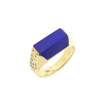Gouden zegelring met Lapis Lazuli, Sieraden, Tassen en Uiterlijk, Ringen, 18 tot 19, Gebruikt, Ophalen of Verzenden, Dame of Heer