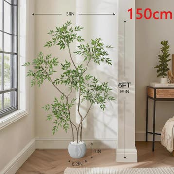 Kunstplant Nandina - Stijlvolle Vloerplant in Grijze Pot voo, Verzenden