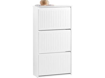 SoBuy FSR165-H-W - Schoenenkast - 3 Flappen - Wit, Verzenden, Nieuw
