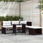 vidaXL 4-delige Loungeset poly rattan bruin, Tuin en Terras, Tuinsets en Loungesets, 4 zitplaatsen, Nieuw, Loungeset, Verzenden