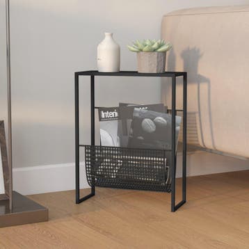 vidaXL Tijdschriftenrek 35x15x45 cm staal zwart, Huis en Inrichting, Woonaccessoires | Krantenbakken en Lectuurbakken, Verzenden
