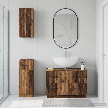 vidaXL 3-delige badkamerkast set HOORN Oud hout Bewerkt hout, Verzenden, Nieuw