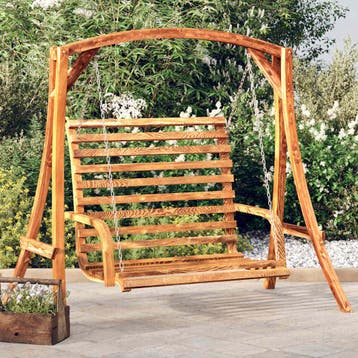 vidaXL Schommelbank 126x63x92 cm gebogen hout met, Verzenden, Nieuw, Hout