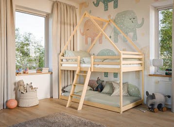Stapelbed met Dakje Sven - Kinderbed 80 x 180 Hout, Verzenden, Nieuw, Stapelbed