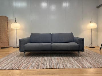 Leolux Bellice 3-Zits Bank Wol Grijsblauw, Design Bank Bankstel Zetel 3-Zits Leolux, Driepersoons, 75 tot 100 cm, Ophalen of Verzenden