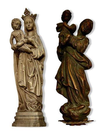 Houten beeldhouwwerken - Madonna met Kind (2) - Hout - 1900