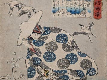 KUNIYOSHI • Tokiwa Gozen in de sneeuw • Iconisch ontwerp •