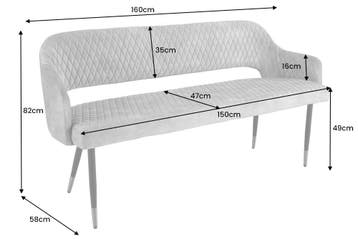 Design bank PARIS 160cm grijs fluwelen rugleuning gouden, Ophalen of Verzenden, Nieuw