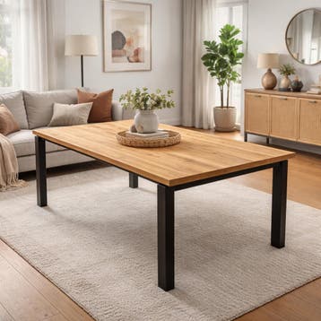 Showroomactie! Eettafel Noowa 240 cm – Massief Eikenhout |, Modern | Luxe | Industrieel, Overige houtsoorten, Vijf personen of meer