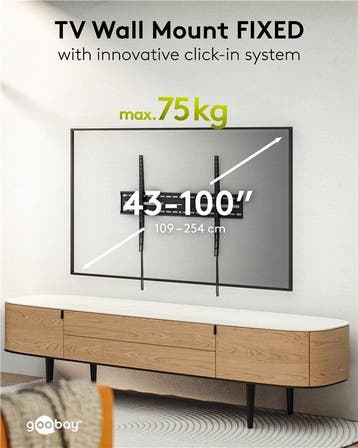 TV Muurbeugel Vast – Zwart-109 - 254 cm, Ophalen of Verzenden, Nieuw