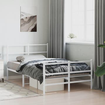 vidaXL Bedframe met hoofd- en voeteneinde metaal wit 120x200, Verzenden, Wit, Nieuw, Twijfelaar