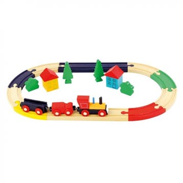 Treinset Ovaal 21 delig Bino 82274 (Treinen, Speelgoed), Ophalen of Verzenden, Nieuw, Duw- of Trekspeelgoed