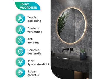 Mirlux Badkamerspiegel - Wandspiegel Rond - LED Verlichting, Verzenden, Nieuw