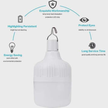 Draagbare LED Noodlamp met Zonnepaneel & USB - Oplaadbaar, E, Verzenden, Nieuw