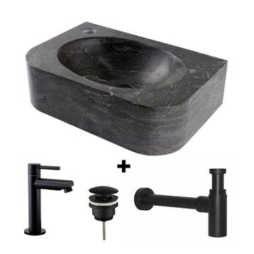 Fontein hardsteen Saniflex Flow links Black edition, Verzenden, Nieuw