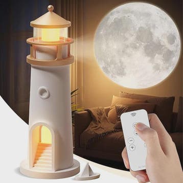 Unieke Maan Projectie Vuurtoren Lamp met Muziek & Bewegingss, Verzenden, Nieuw