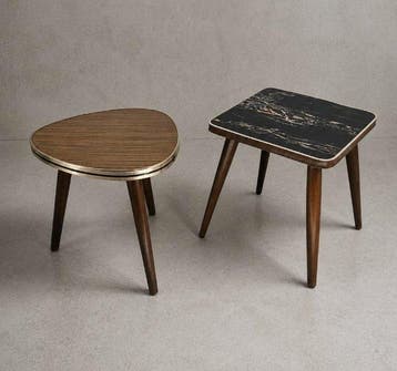 Set bijzettafels - Hout, Formica, Metaal - Set van twee