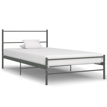 vidaXL Bedframe metaal grijs 100x200 cm, 100 cm, Eenpersoons, Verzenden, Nieuw