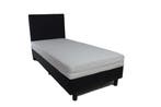 Budget Boxspring 90x200 cm - Zwart Skai - Inclusief, Verzenden, Nieuw, Matras