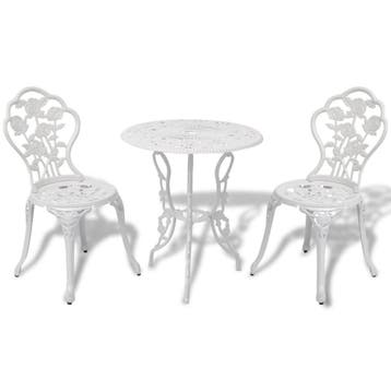 vidaXL 3-delige Bistroset gietaluminium wit, Tuin en Terras, Verzenden, Nieuw, Aluminium, 3 zitplaatsen